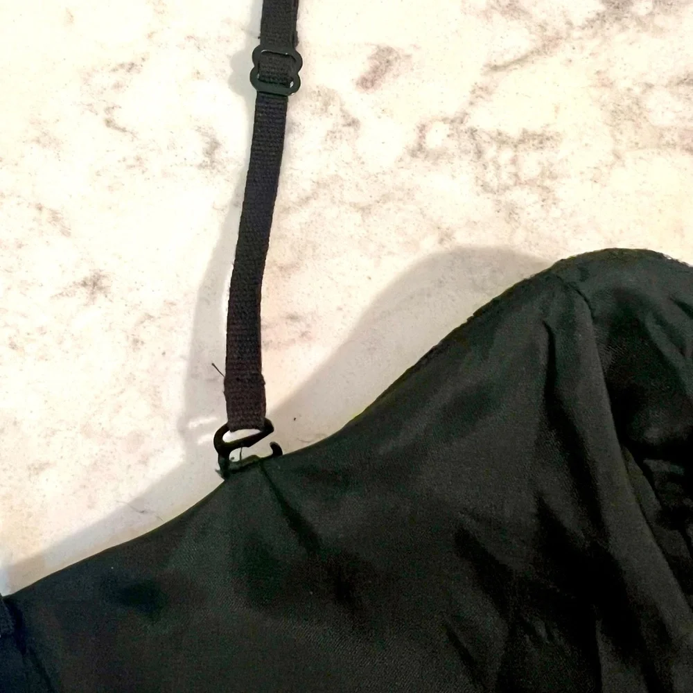 Rare Vintage BETSEY JOHNSON Evening Tulle Lace Velvet LBD Little Black Dress 2 - Picture 5 of 6